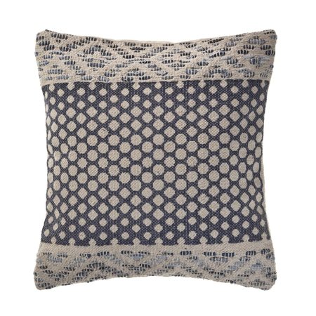 LR HOME LR Home PILLO07433DEBFFPL Detailed Denim Blue Square Throw Pillow - 20 x 20 in. PILLO07433DEBFFPL